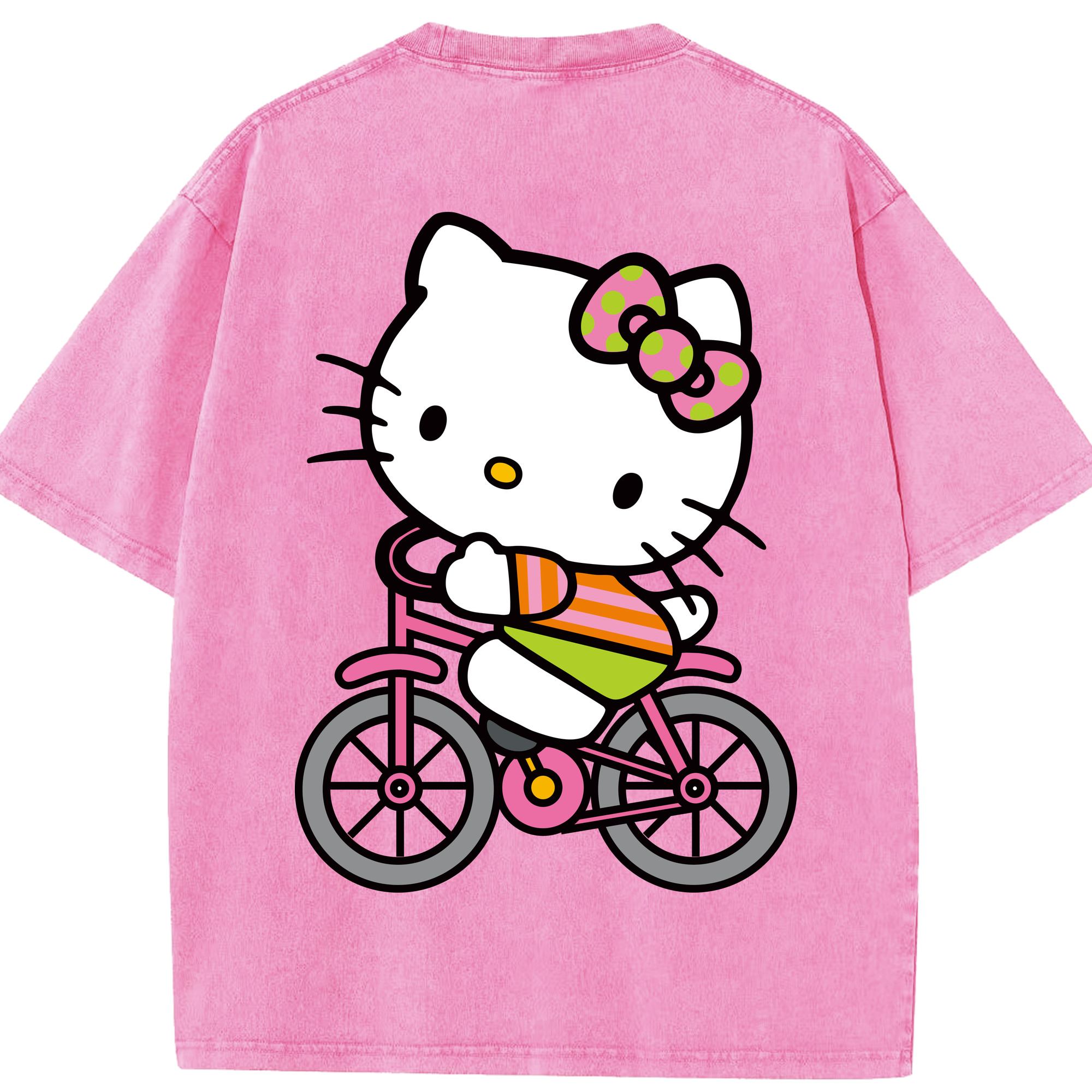（画像用） Hello Kitty ハローキティ 綿100% ヴィンテージ風 半袖Tシャツ（背面プリント）